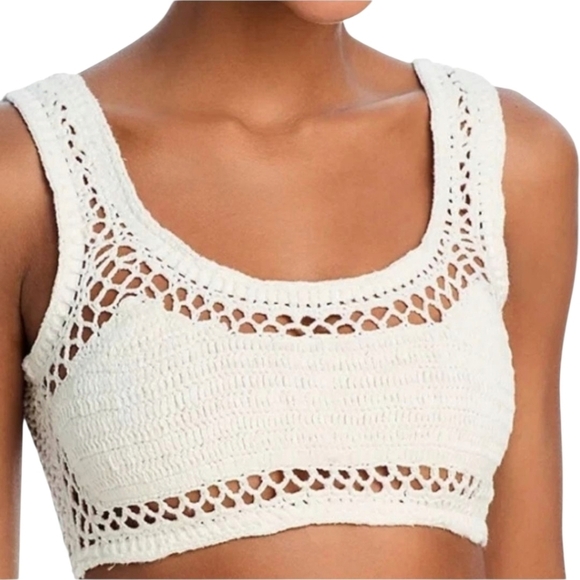 Beach Riot Woman's Swimsuit White Crochet Top And Bottom Bikini Set•NWT•Medium - Picture 3 of 12